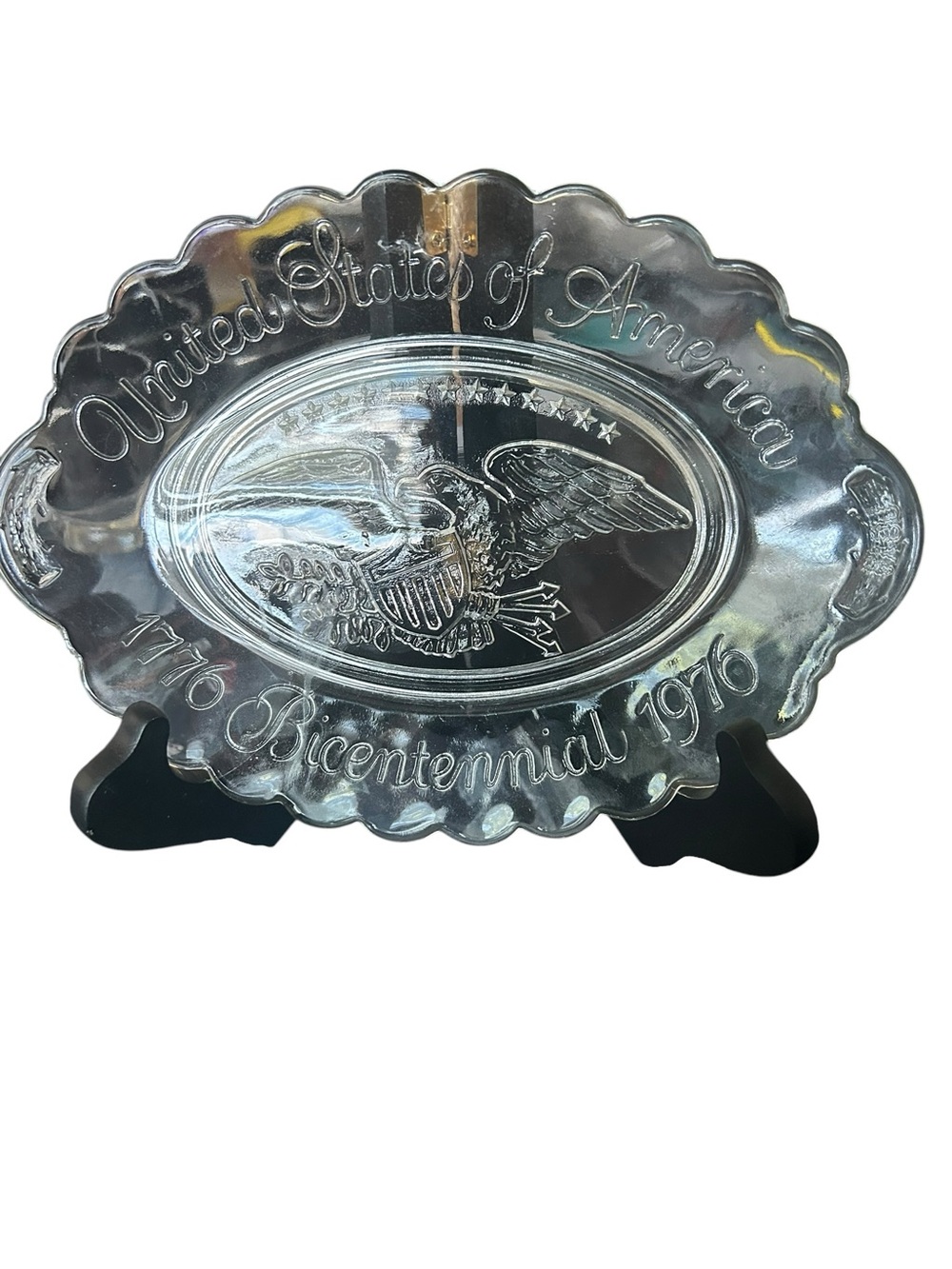 vintage Avon 1776-1976 Bicentennial clear glass oval platter